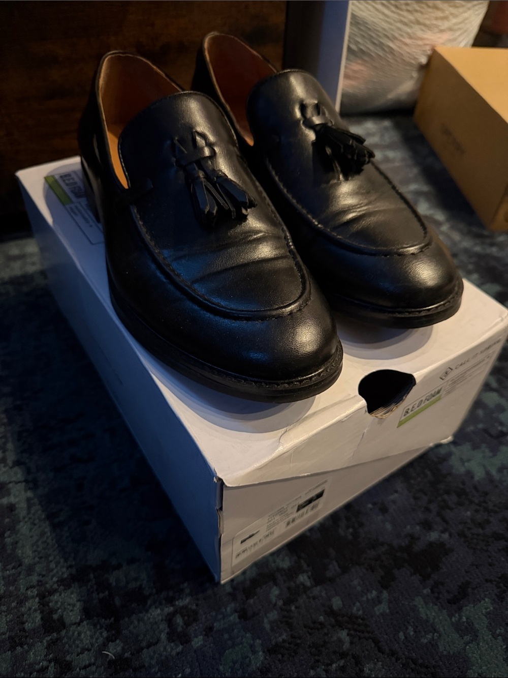 Call It Spring Black Leather Tassel Slip-On Loafers